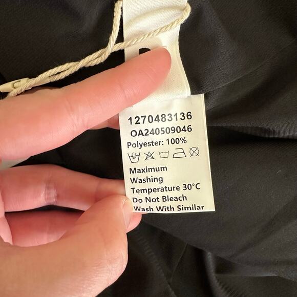 Commense Women’s Small Black Asymmetrical Cowl Neck Midi Dress NWT Evening Party - Picture 7 of 8